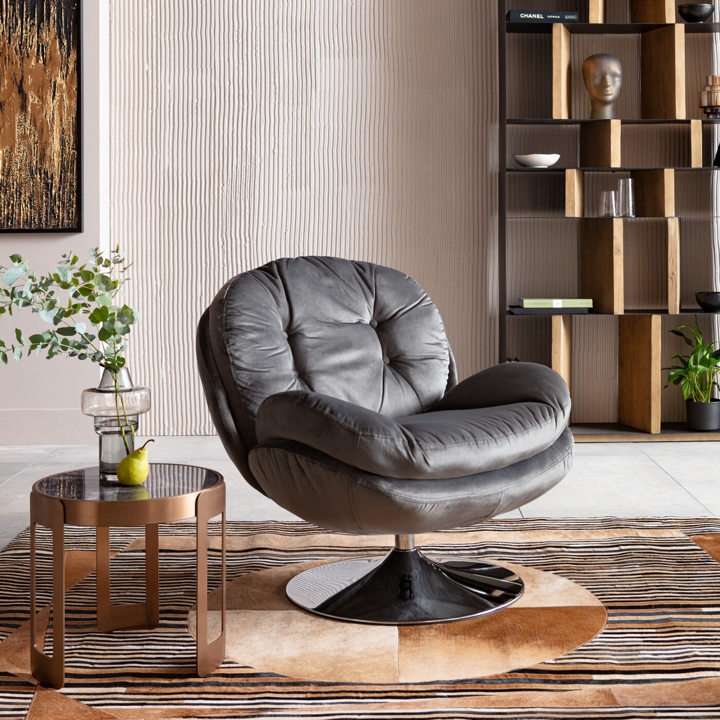 Кресло вращающееся с подлокотниками Cosy Grey от KARE Design