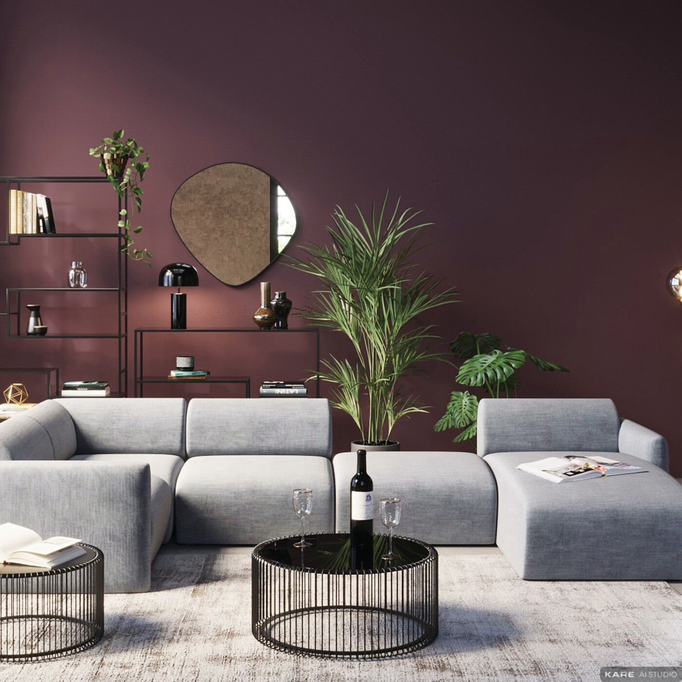 Диван правосторонний модульный 2 Lucca Grey Right 328 см от KARE Design