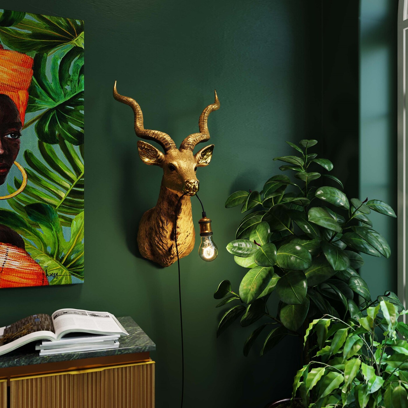 Светильник настенный "Горный козел" Animal Goat Gold 45x74 см от KARE Design