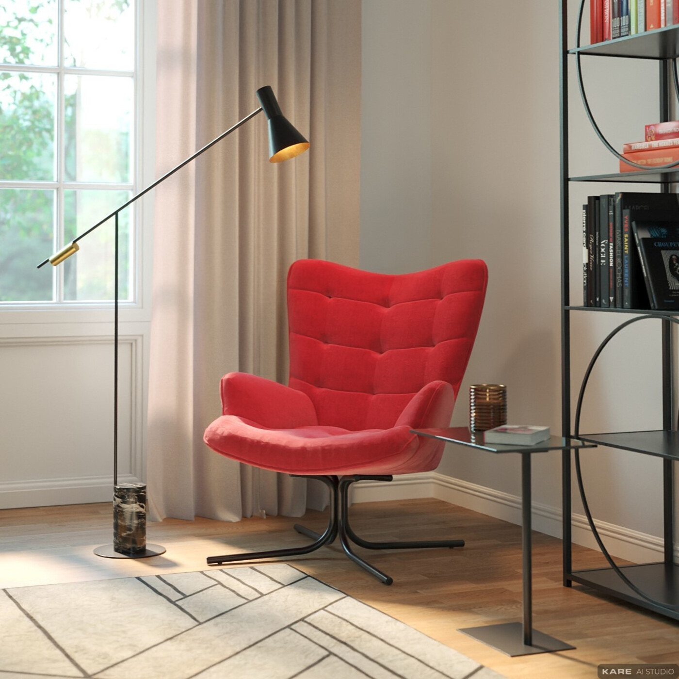 Кресло вращающееся Oscar Velvet Red от KARE Design