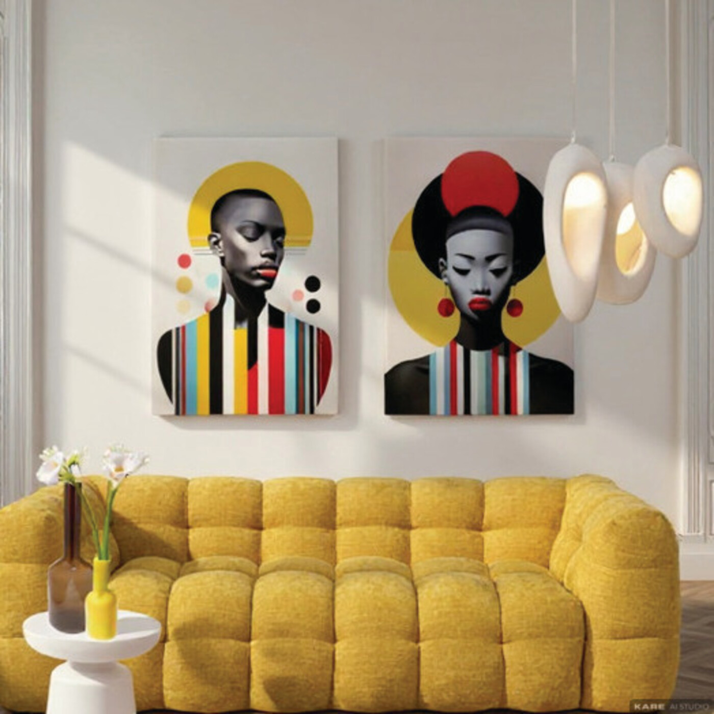 Картина стеклянная Muse Retro Lady «Ретро-дама» 30x40 см (2/Set) от KARE Design