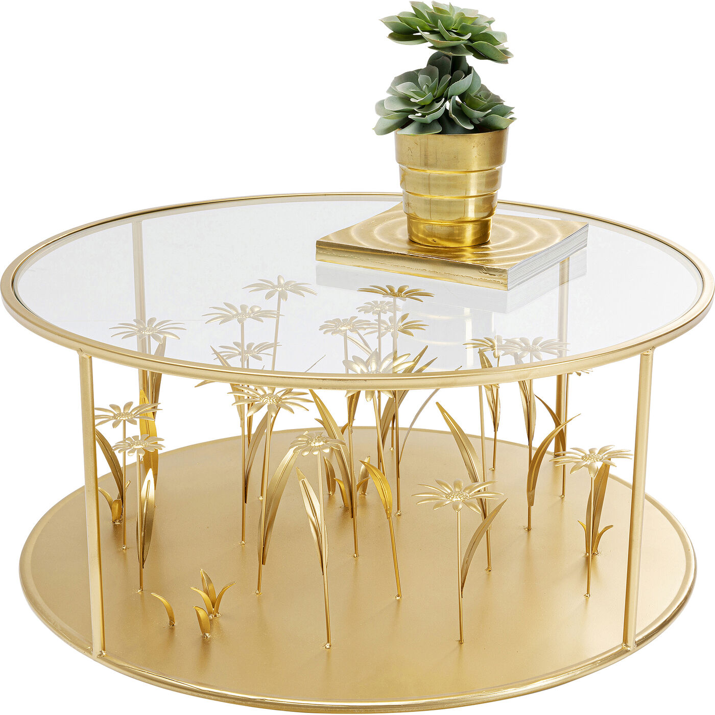 Стол кофейный Flower Meadow Gold Ø80 см от KARE Design