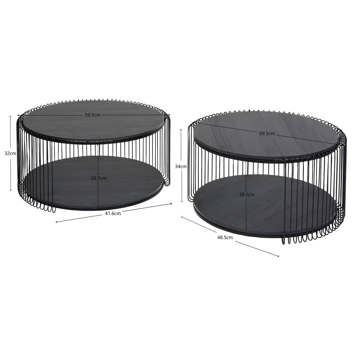 Стол кофейный Wire Double Black Wood (2 шт) от KARE Design