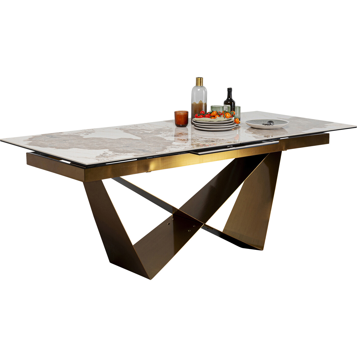 Стол обеденный раздвижной Connesso Brass 200(+60)x100 см от KARE Design