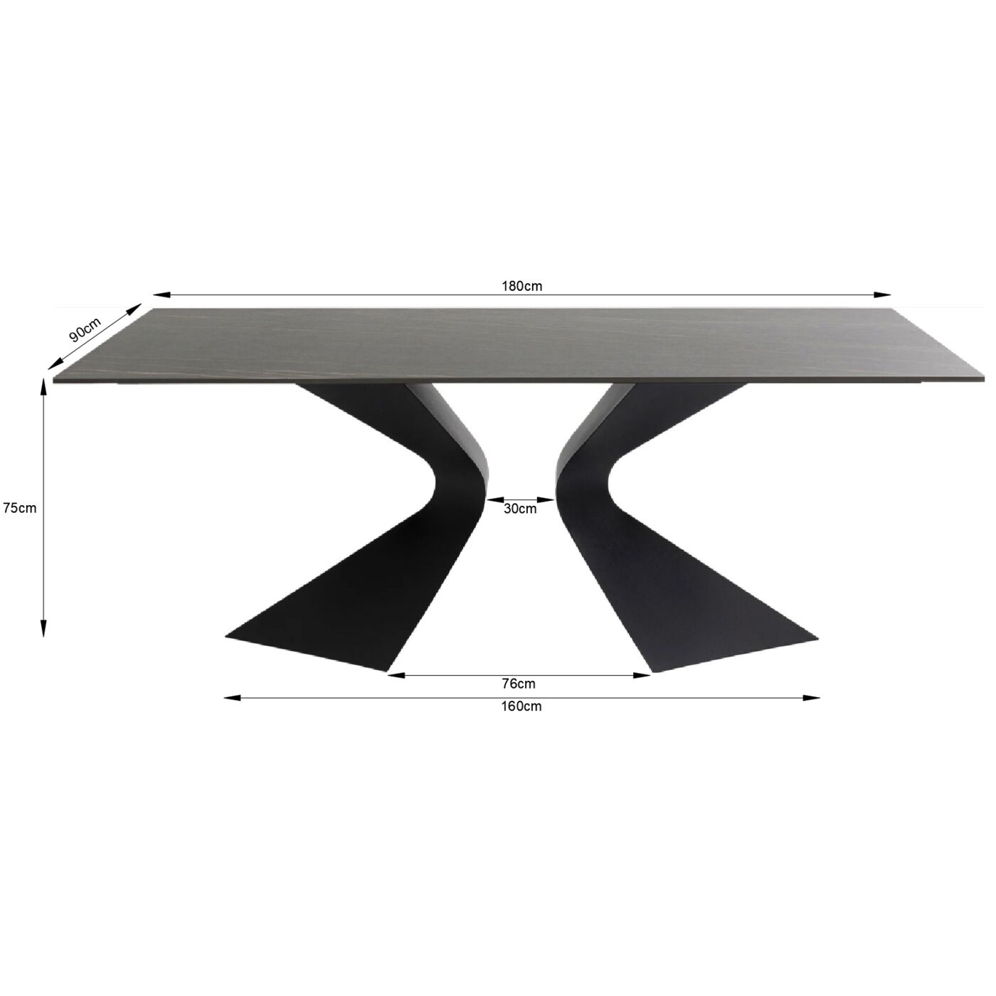 Стол обеденный Gloria Outdoor Ceramic Black 180x90 см от KARE Design
