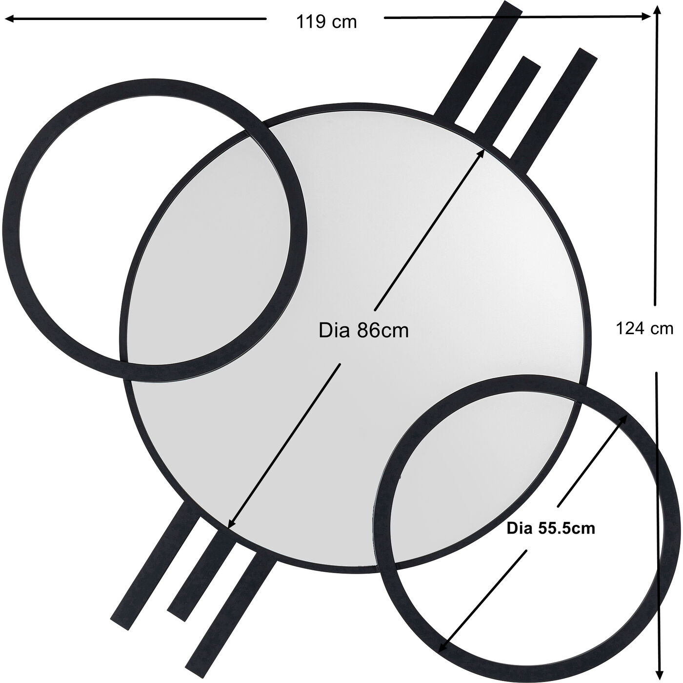 Зеркало настенное Triple Circle 124x119 см от KARE Design