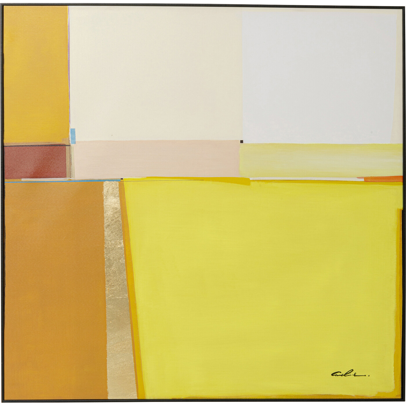 Картина в раме Abstract Shapes Yellow «Абстрактные формы» 113x113 см, Жёлтый от KARE Design