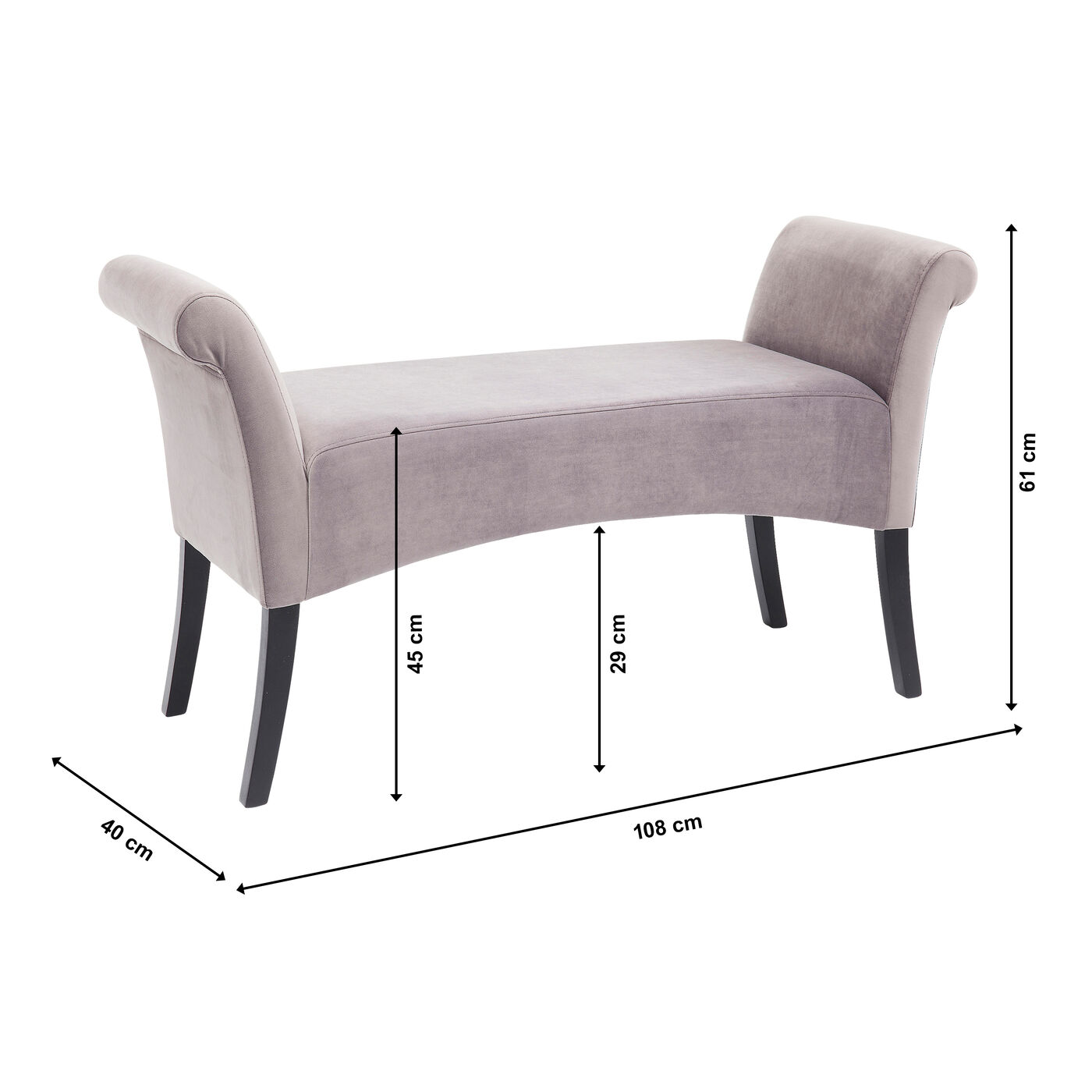Скамья Motley Velvet Silvergrey от KARE Design