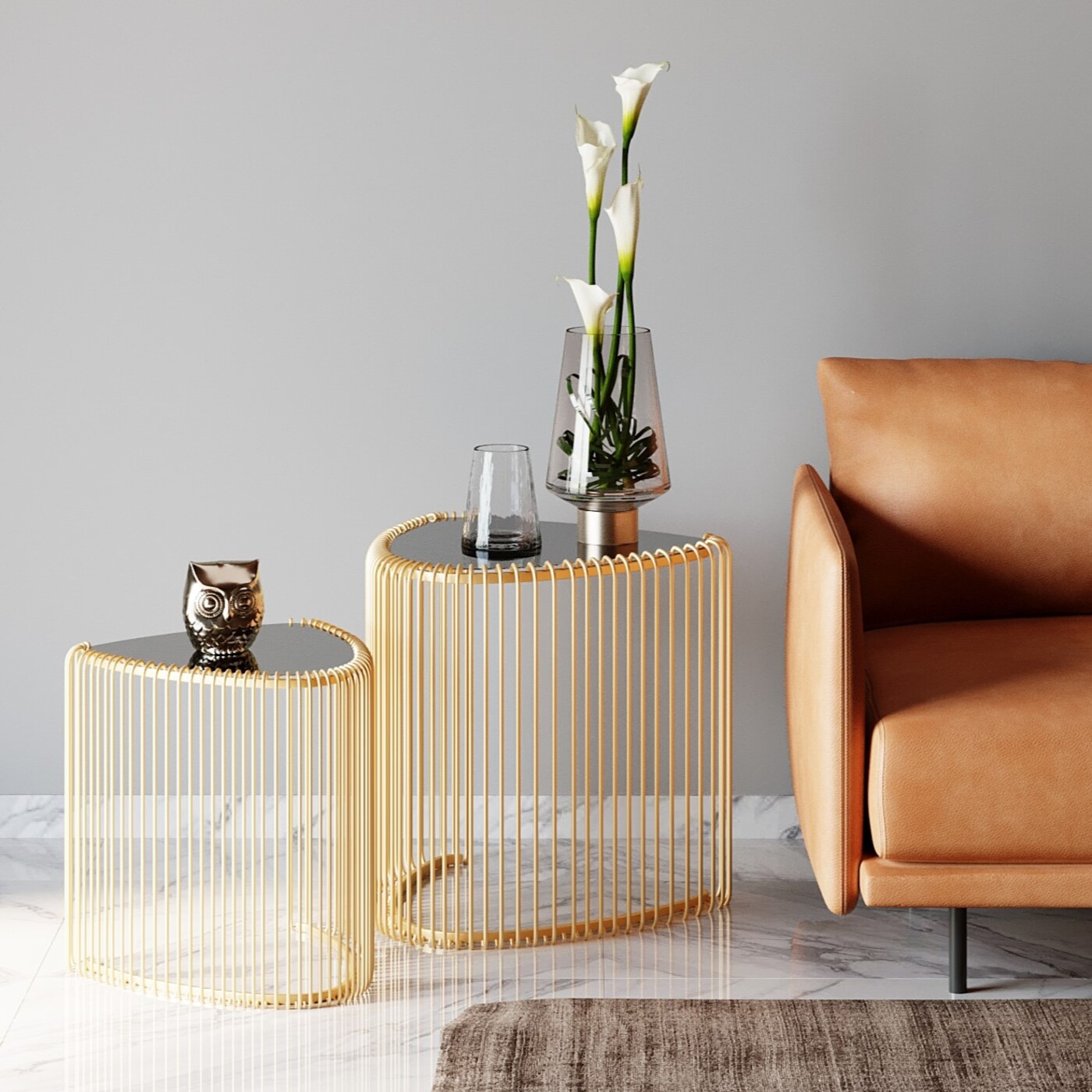 Стол приставной Wire Triangle Gold (2 шт) от KARE Design