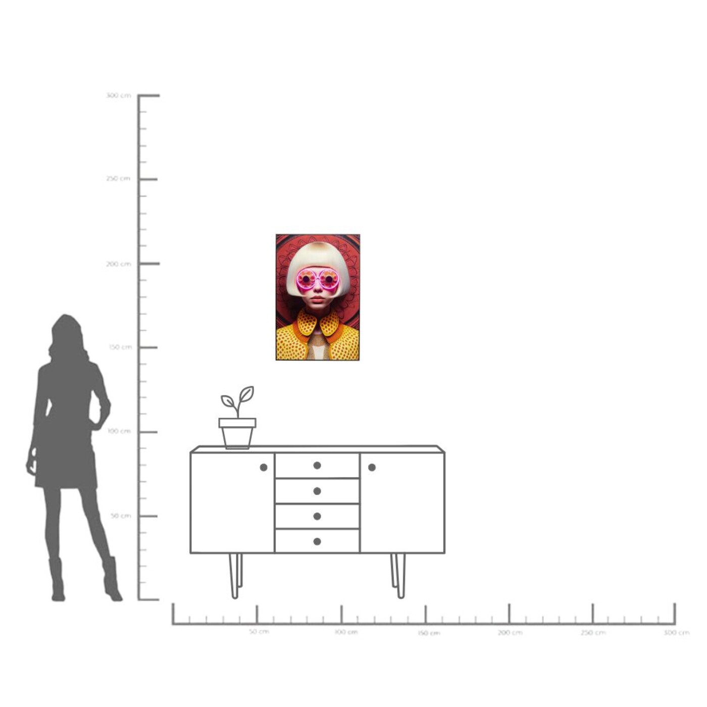 Картина в раме LED Fancy Blonde Lady «Блондинка» 75x55 см от KARE Design