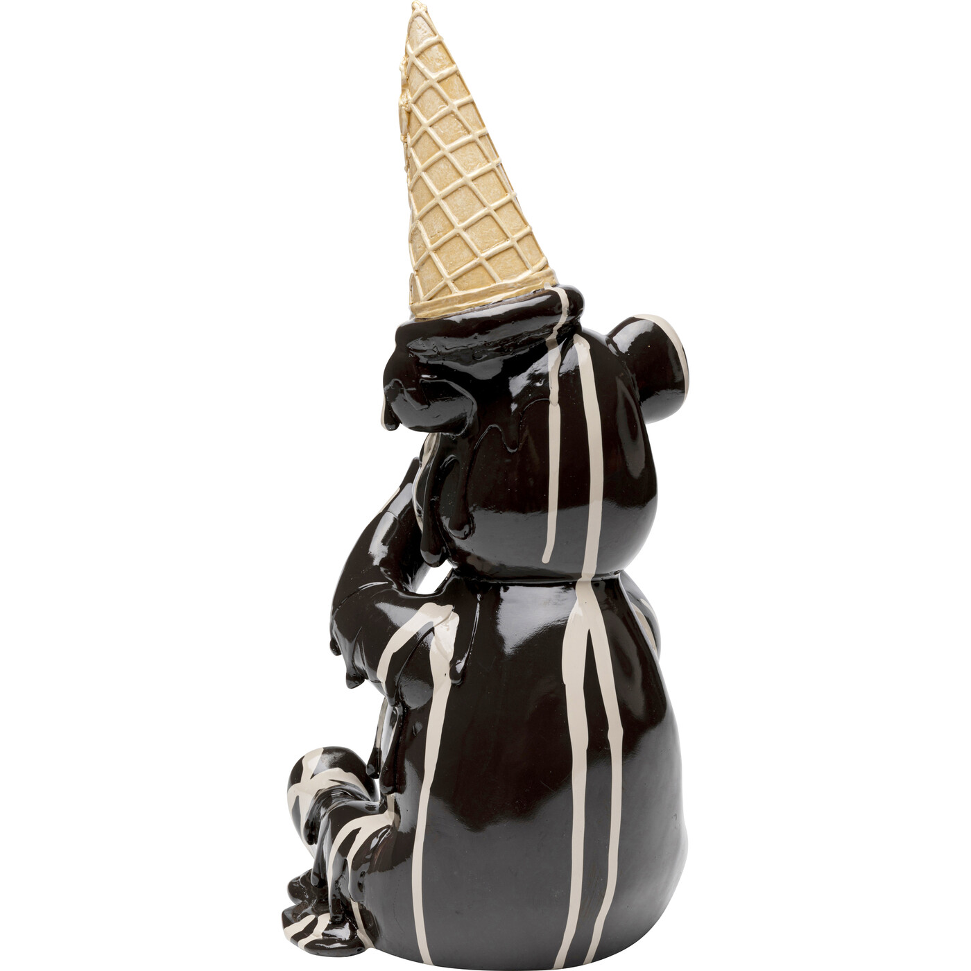 Фигура декоративная Sitting Gelato Bear «Сидячий мишка с мороженым» 37 см, Чёрный от KARE Design