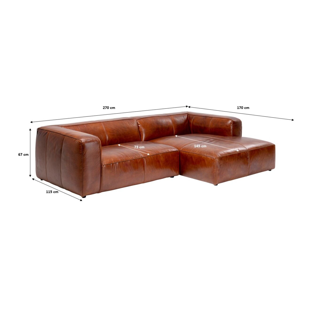 Диван угловой Cubetto Leather Brown 270 см от KARE Design
