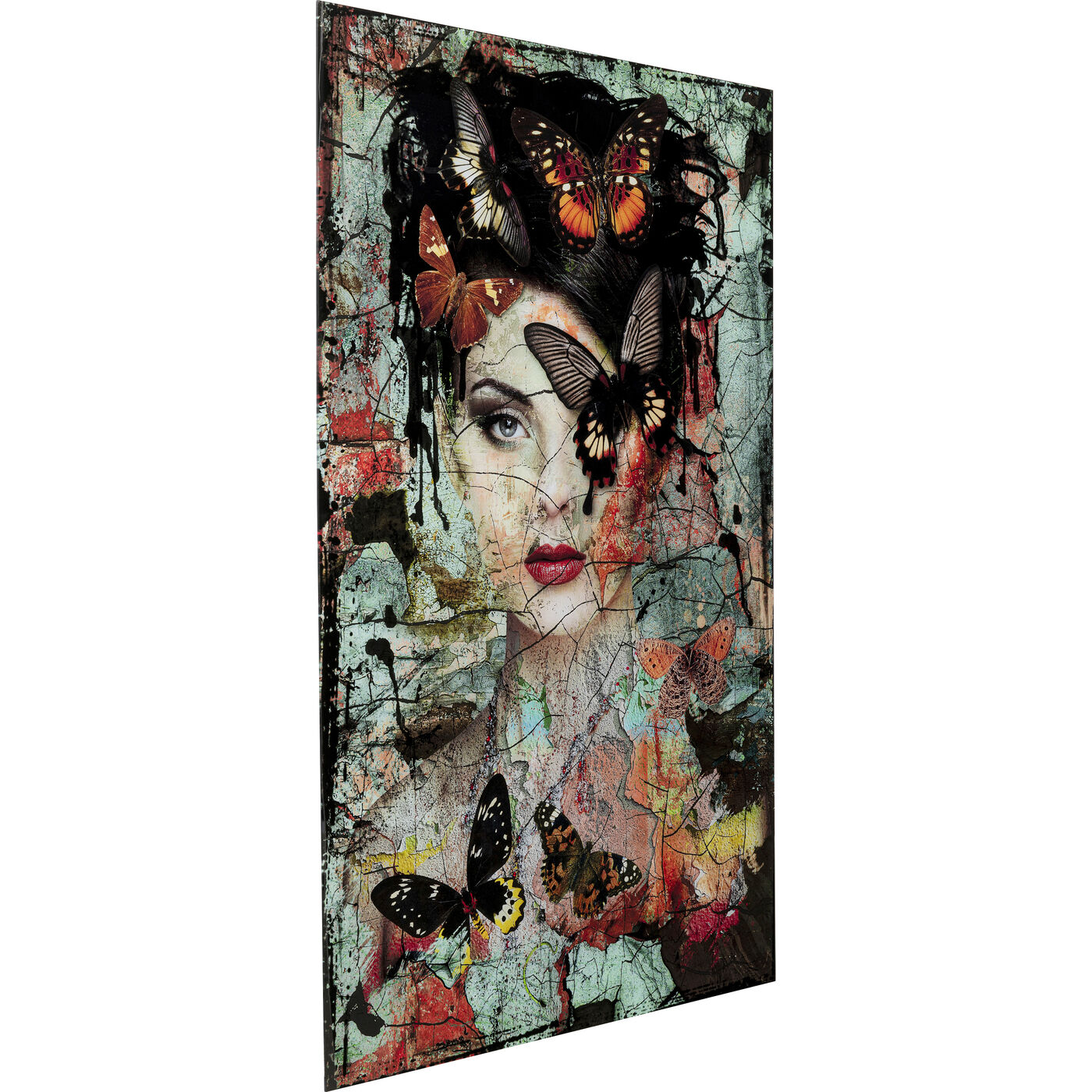 Картина стеклянная Lady Butterfly «Женщина с бабочками» 100x150 см от KARE Design