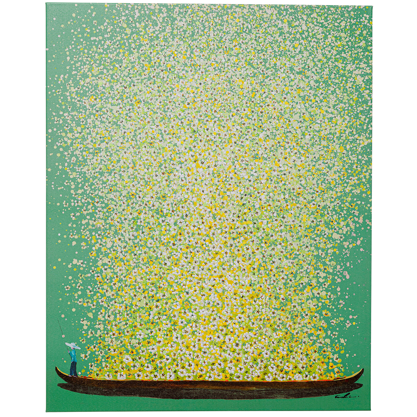 Картина на холсте Flower Boat Purple White «Лодка с цветами» 80x100 см, Фиолетовый от KARE Design