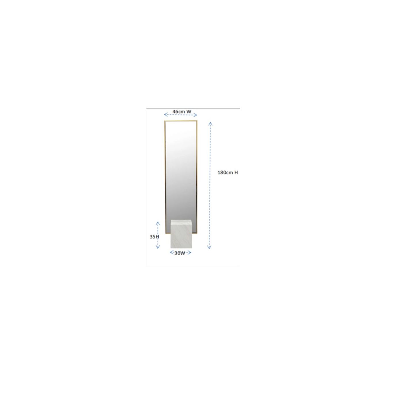 Зеркало напольное Hulda Brass 46x180 см