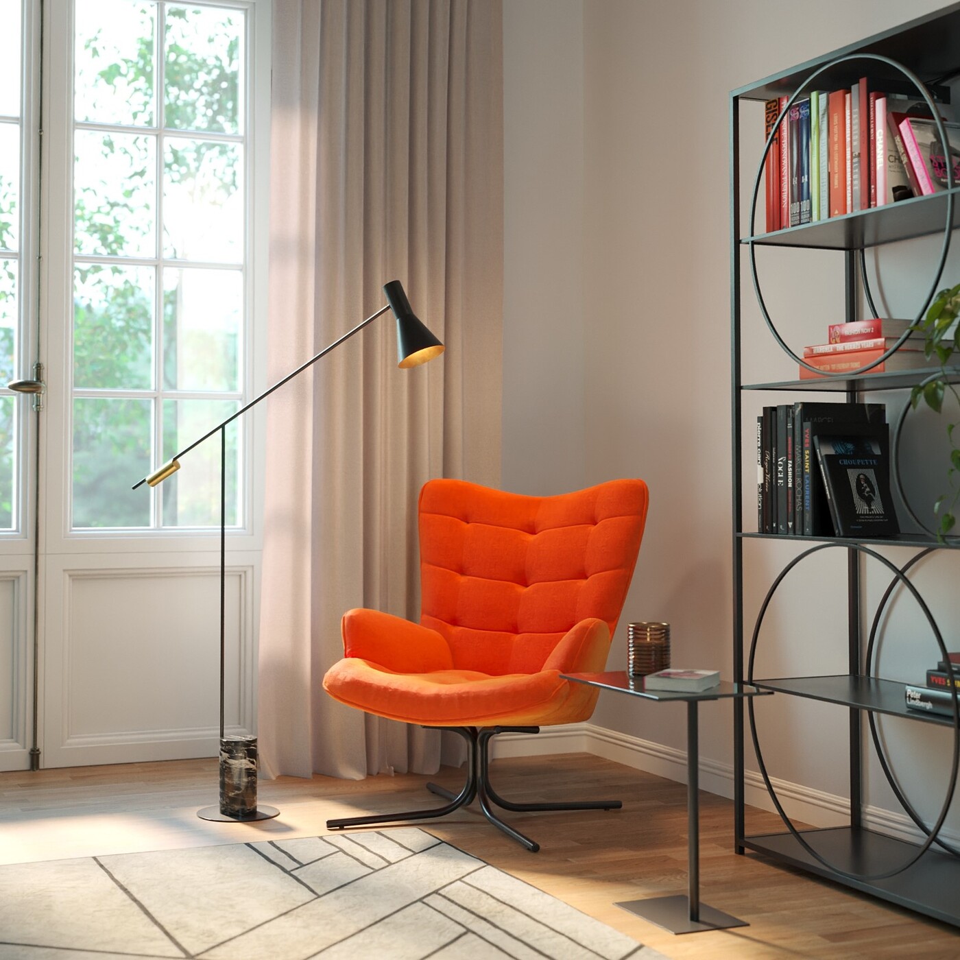 Кресло вращающееся Oscar Velvet Orange от KARE Design