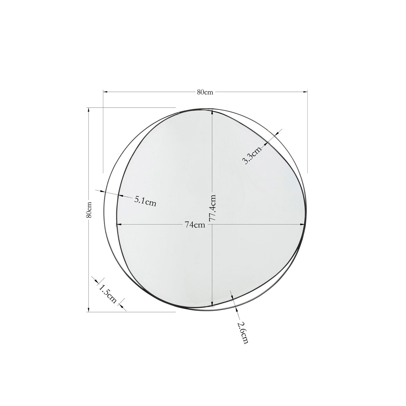 Зеркало настенное Bonita Black Ø80 см от KARE Design