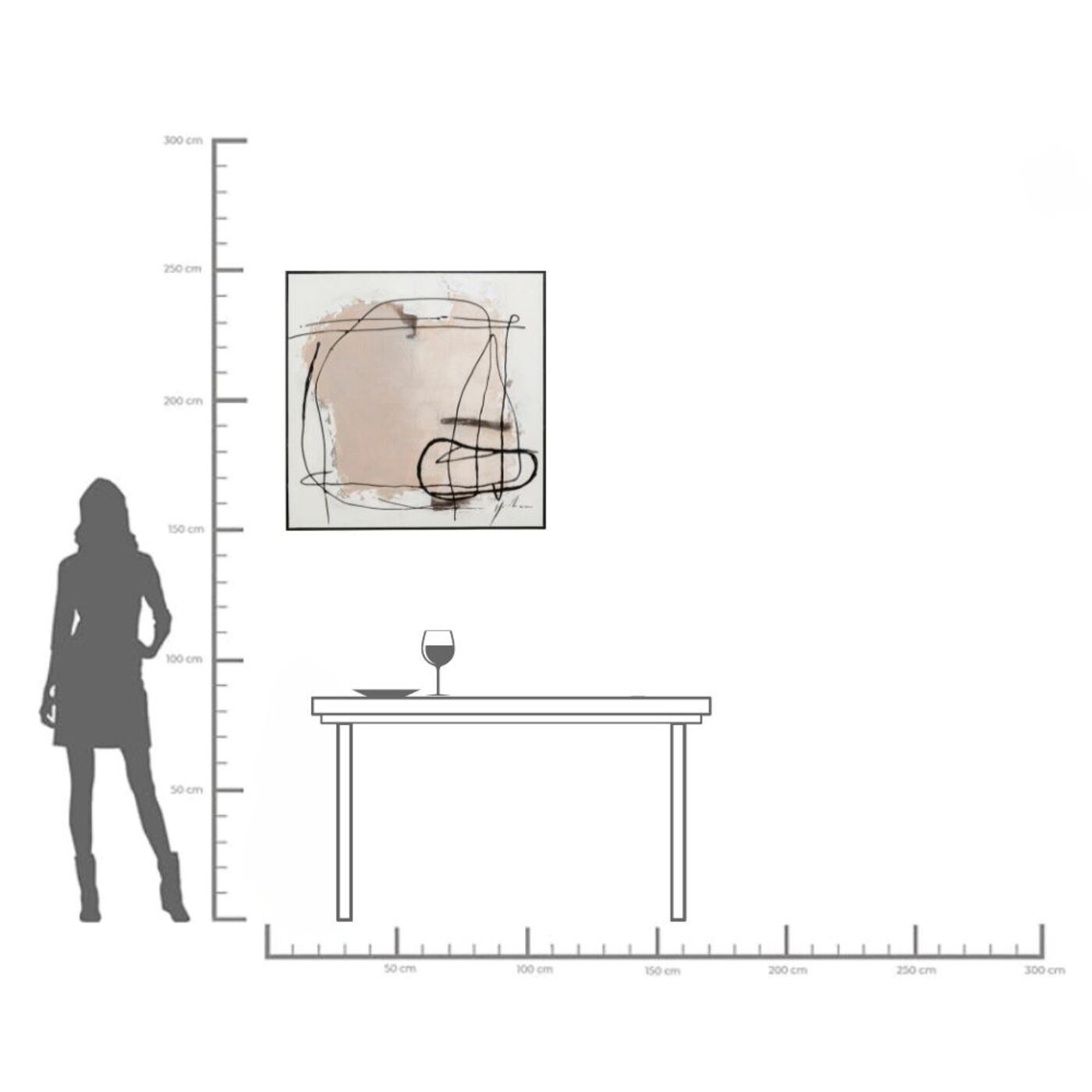 Картина в раме Dust Grey «Абстракция» 100x100 см, Серый от KARE Design
