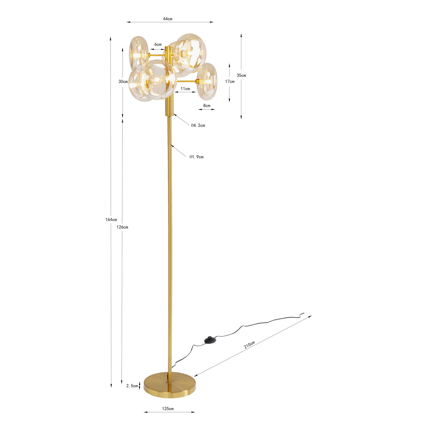 Светильник напольный Headlight Brass 163 см от KARE Design