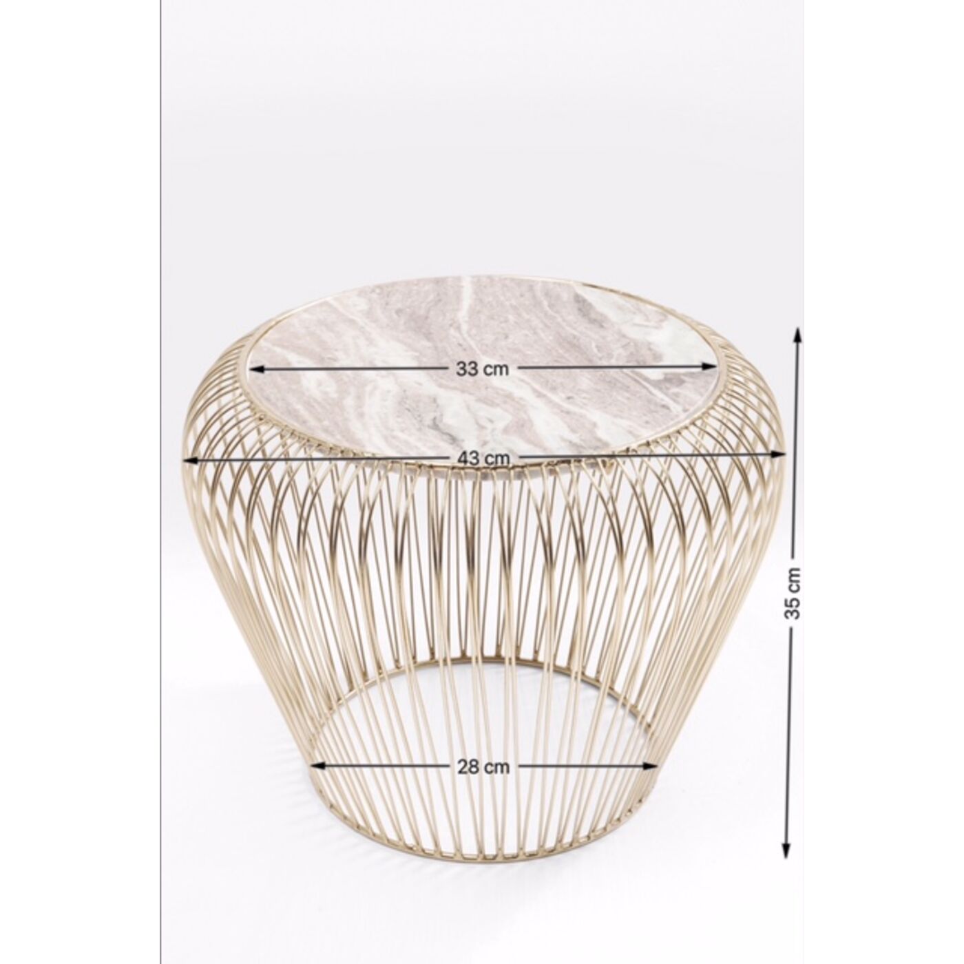 Стол приставной Beam Grey Marble Brass Ø43 см от KARE Design