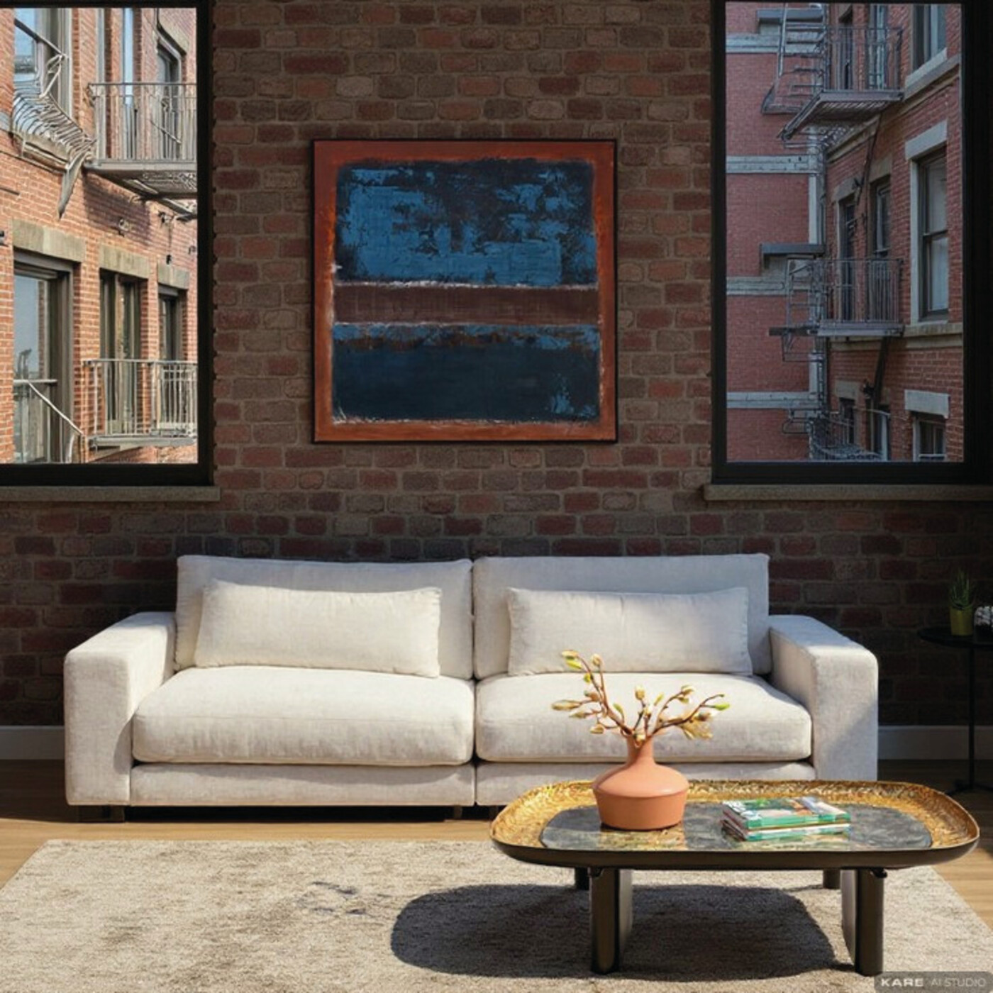 Картина Silence Blue «Тишина» 120x120 см, Синий от KARE Design