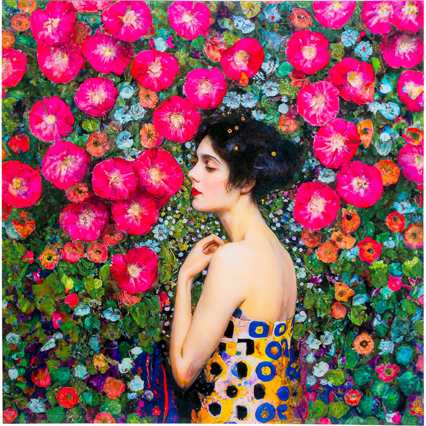 Картина стеклянная Art Nouveau Fleur 120x120cm от KARE Design