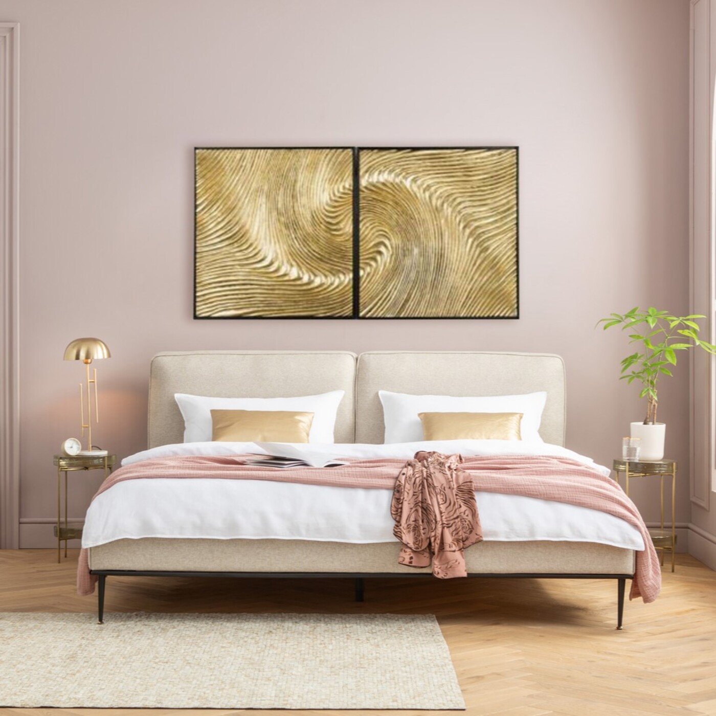 Панно настенное Wave Gold «Волны» (2 шт), Золотой от KARE Design