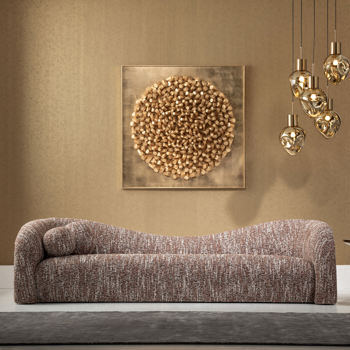 Диван трехместный Livia Melange Brown от KARE Design