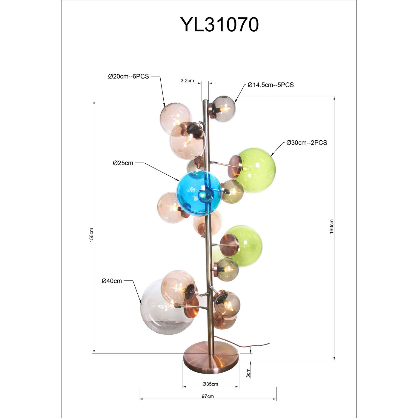 Светильник напольный Balloon Smoke 160 см от KARE Design