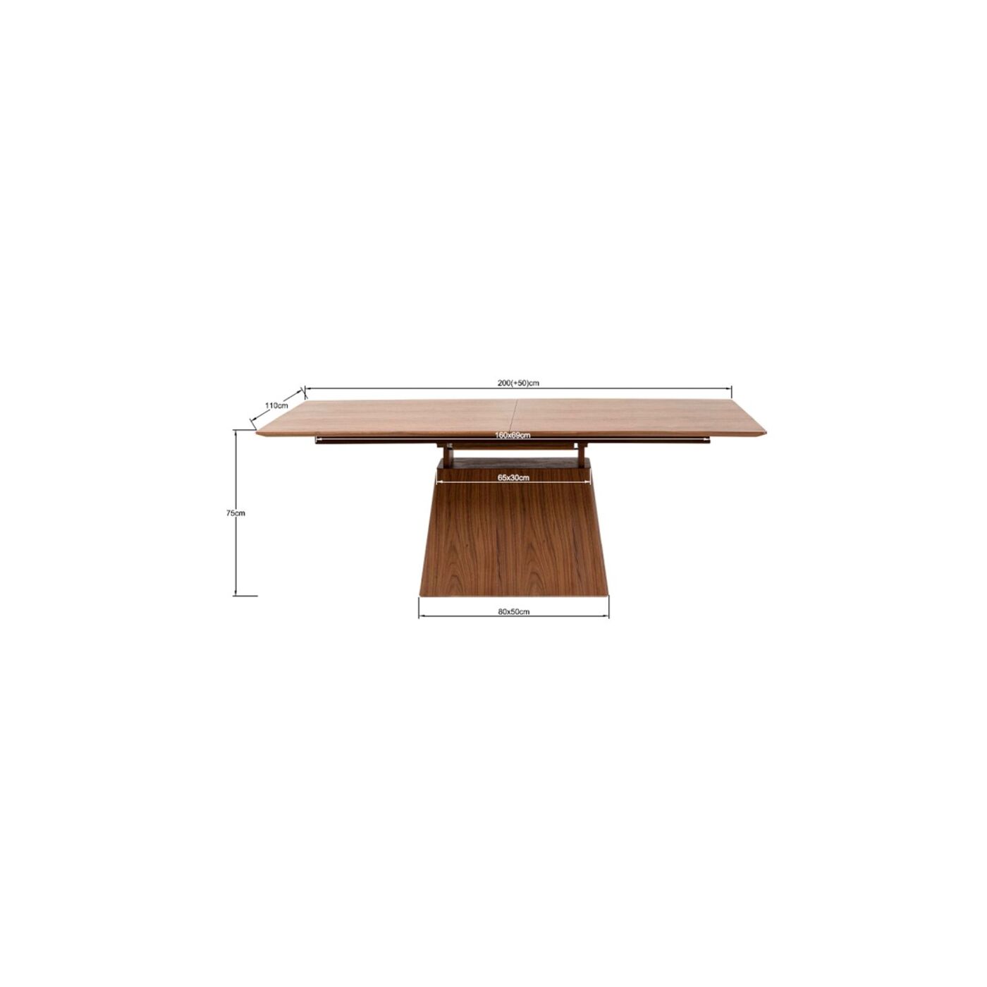 Стол раздвижной Benvenuto Walnut 200(50)x110 см от KARE Design