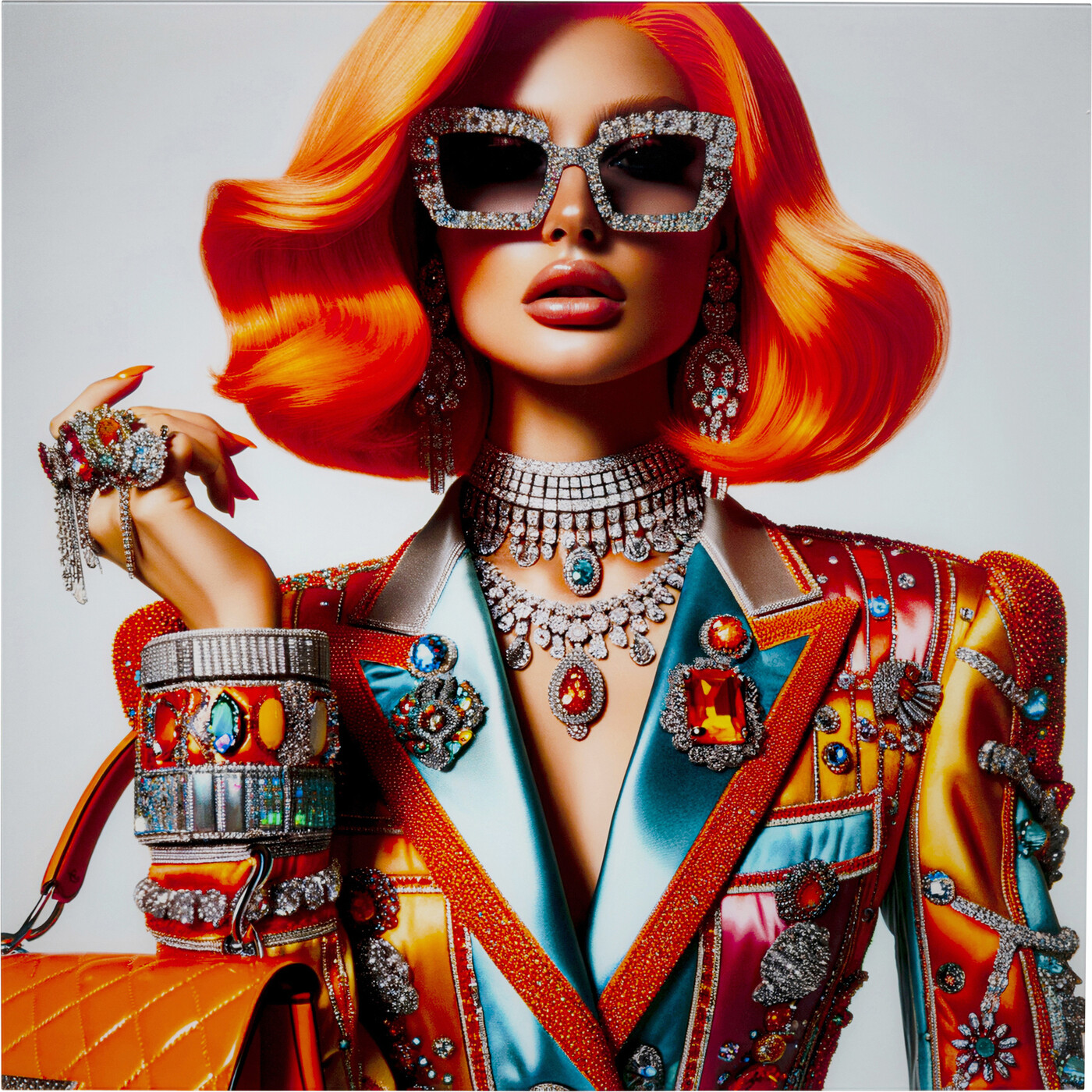 Картина стеклянная Muse Posh «Гламурный портрет» 100x100 см от KARE Design