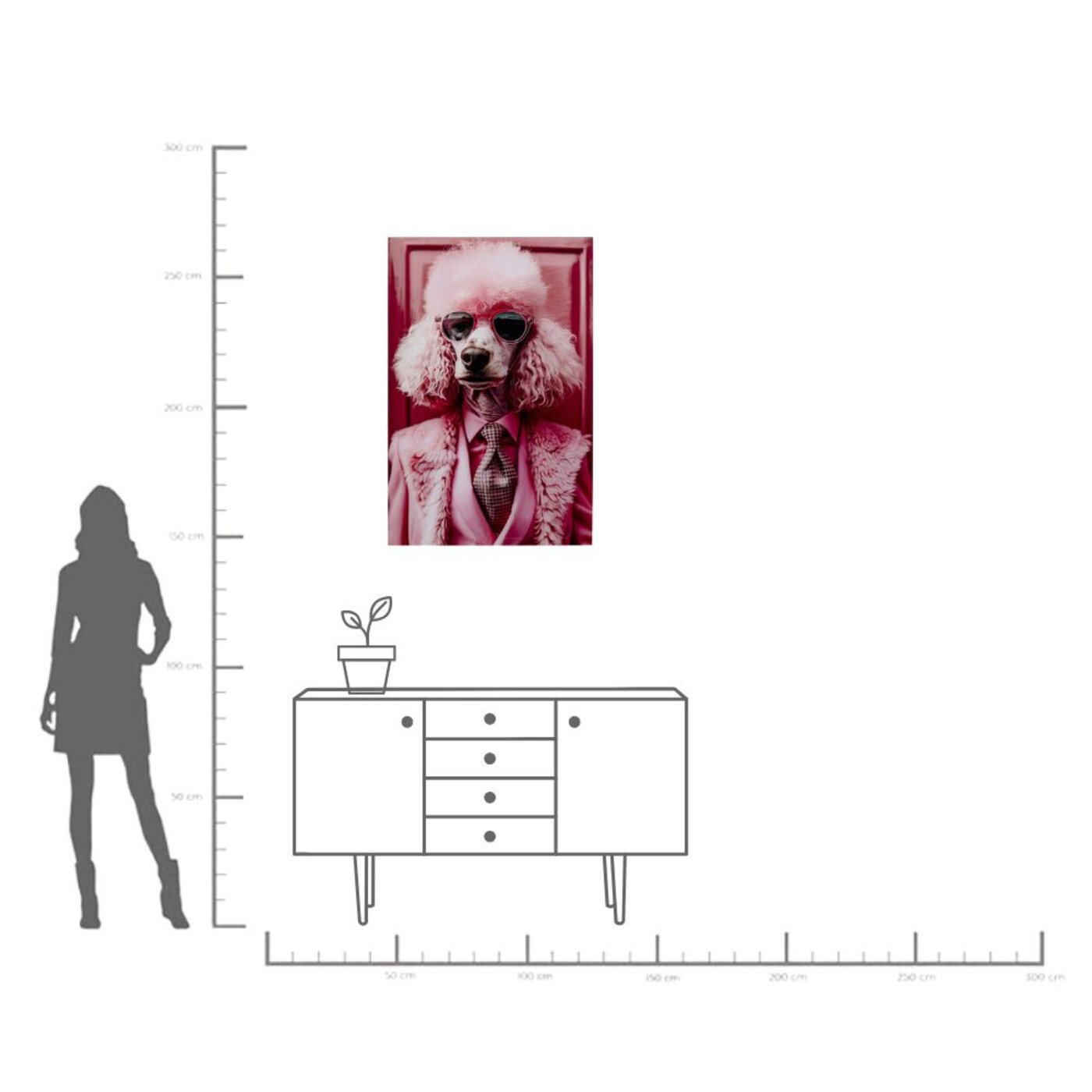Картина стеклянная Pink Poodle 80x120cm от KARE Design