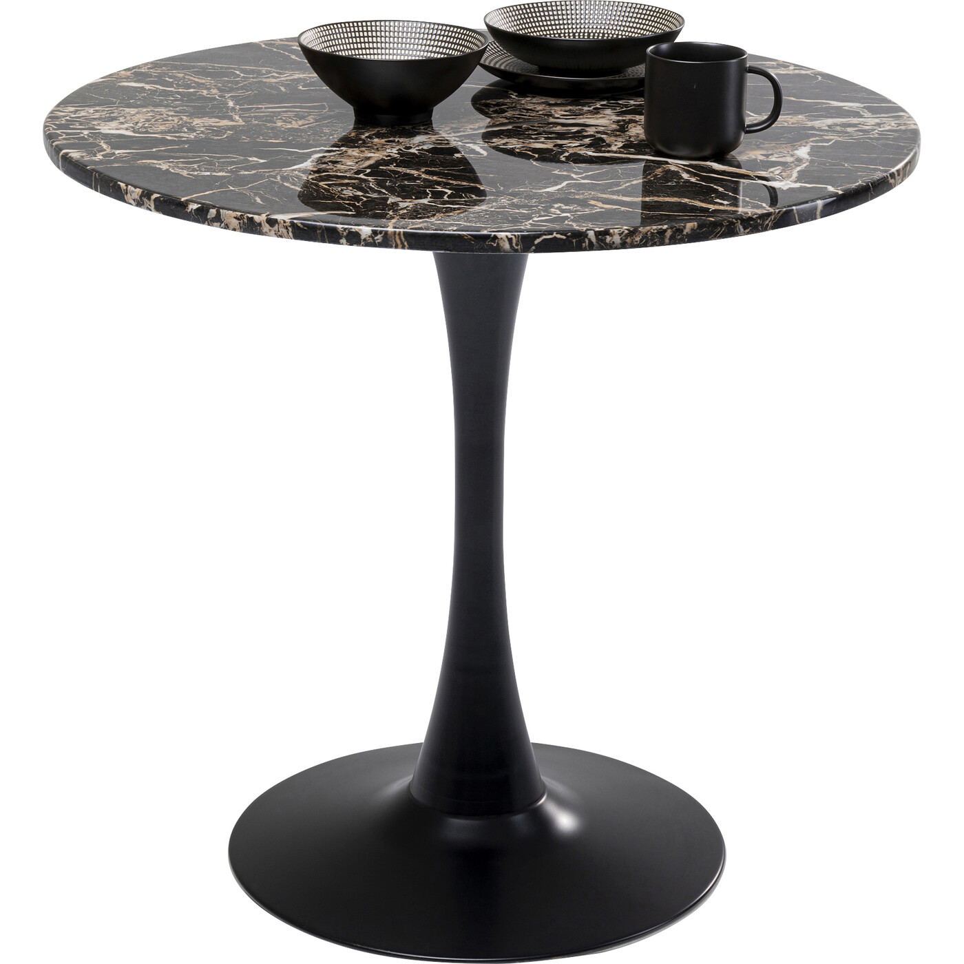 Стол Schickeria Marbleprint Black Ø80 см от KARE Design