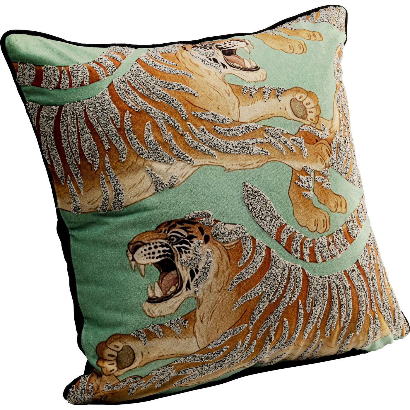Подушка Tiger Love «Влюблённый тигр» 45x45 см, Мятный от KARE Design