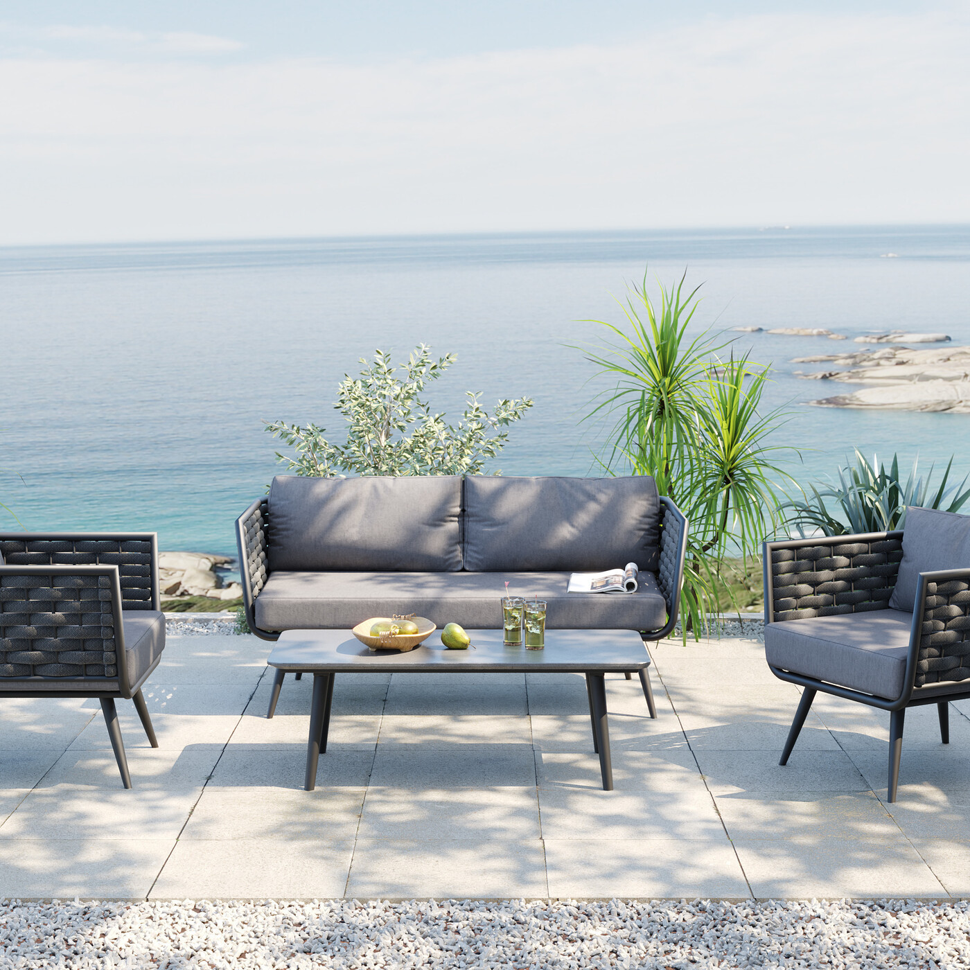 Диван Set Malta Anthracite (4/part) от KARE Design