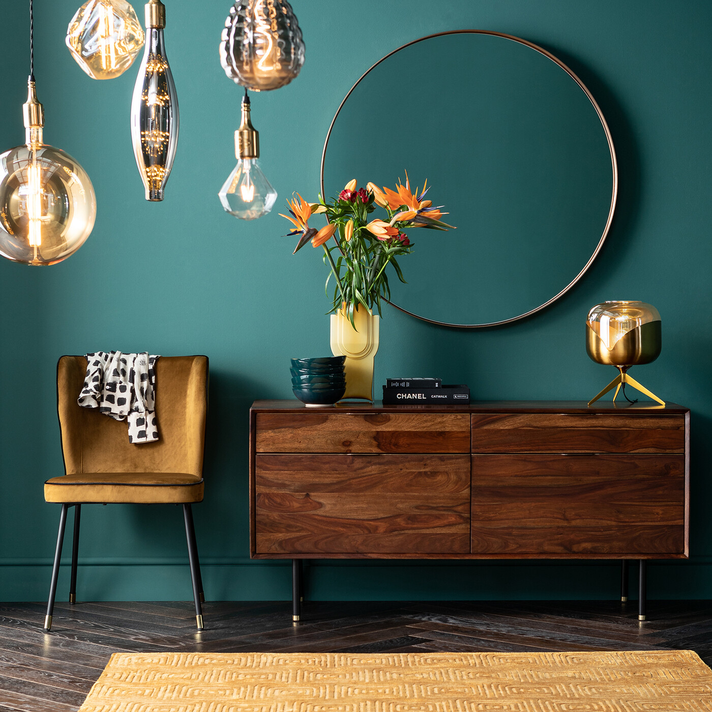 Зеркало Curve Round Brass Ø100 см от KARE Design