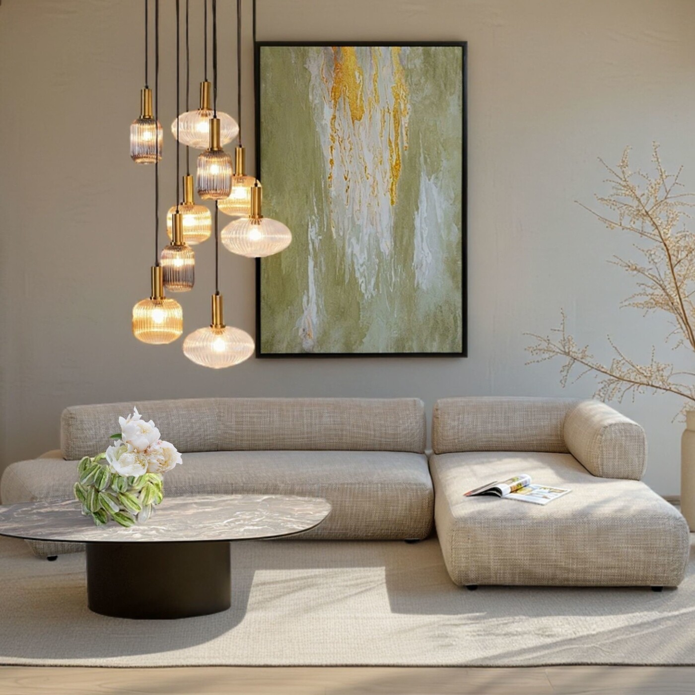 Диван правосторонний угловой Bow Right Cream от KARE Design