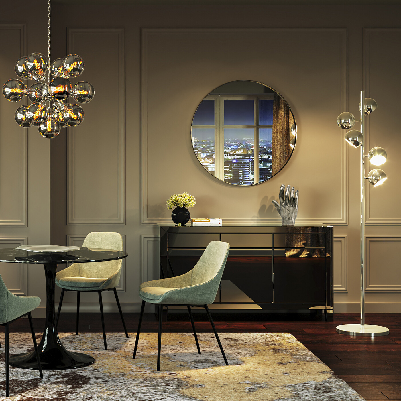 Зеркало Curve Round Stainless Steel Ø100 см от KARE Design