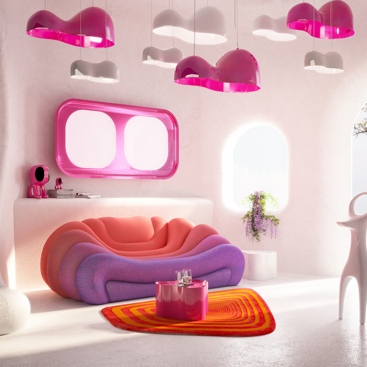 Светильник подвесной Cloud Beam Pink 202cm от KARE Design