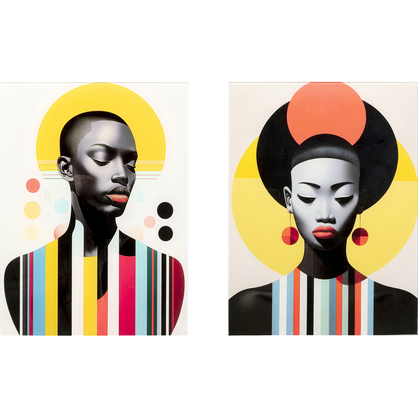 Картина стеклянная Muse Retro Lady «Ретро-дама» 30x40 см (2/Set) от KARE Design