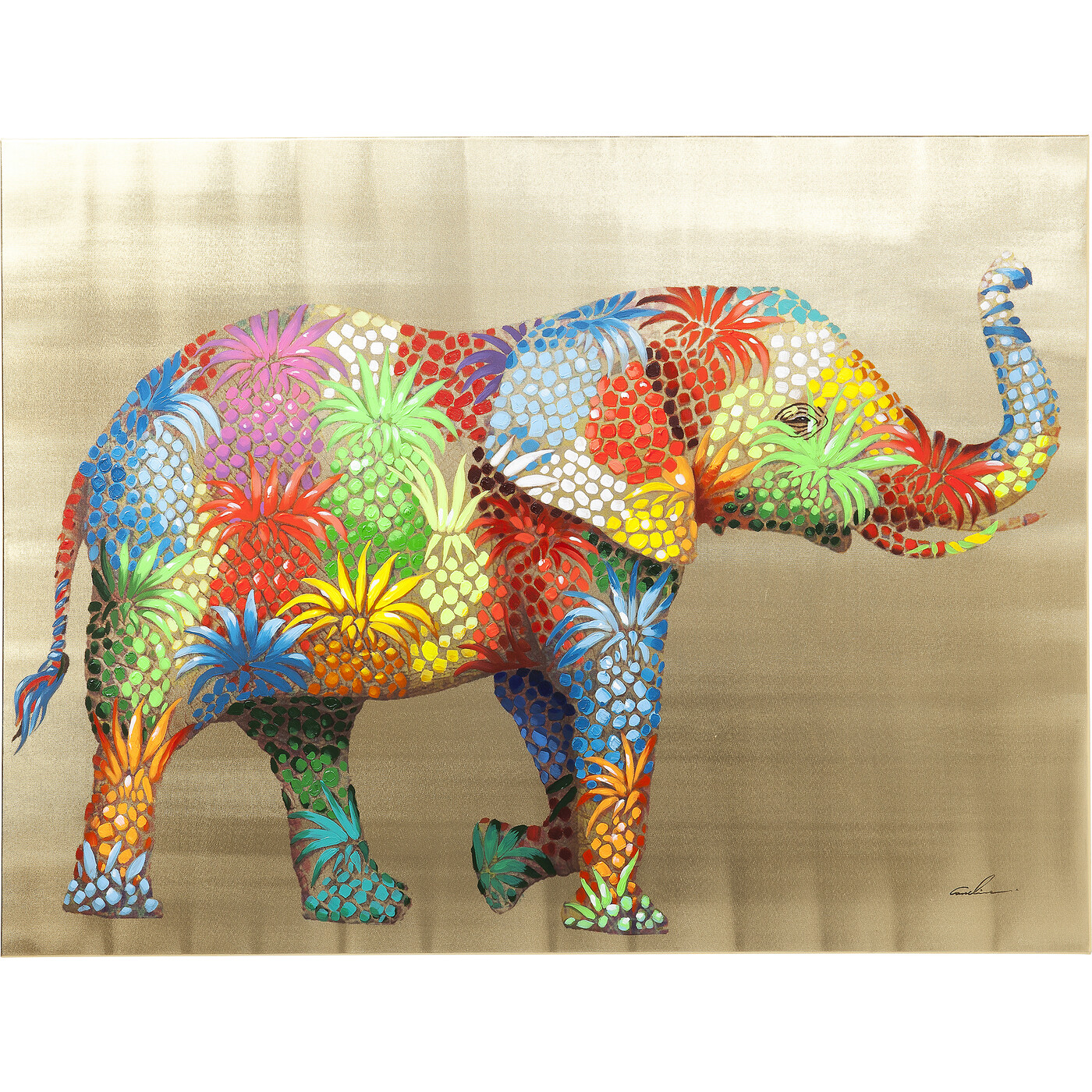Картина Touched Flower Elefant «Слон с цветами» 120x90 см от KARE Design