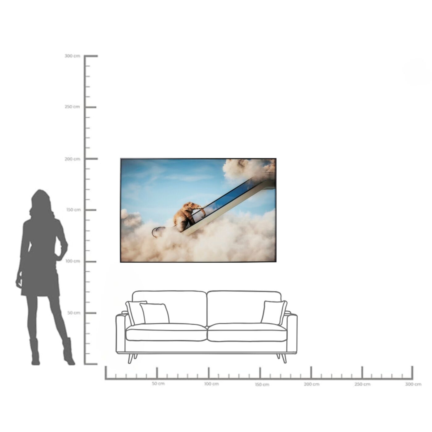 Картина в раме Elephant In The Sky «Слон в небе» 150x100 см от KARE Design