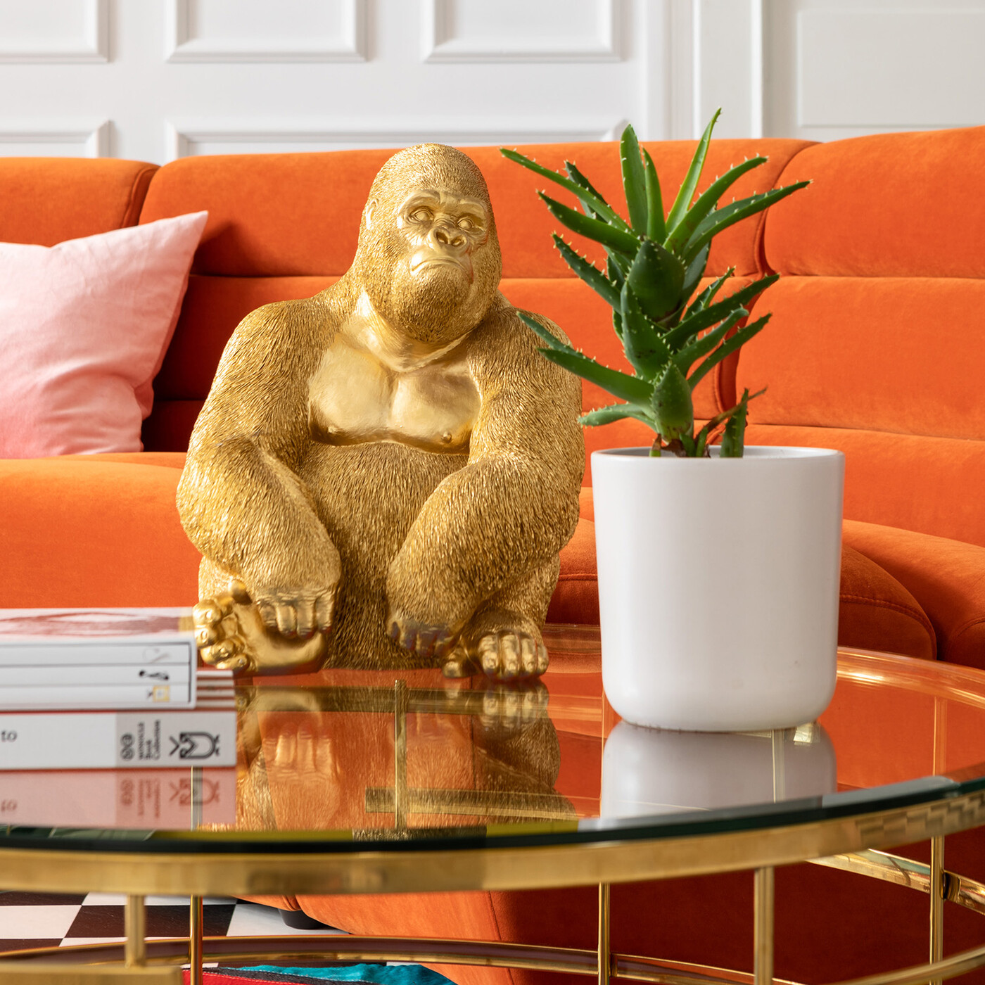Фигура декоративная Monkey Gorilla Side Medium «Горилла сбоку средняя» 39 см, Золотой от KARE Design