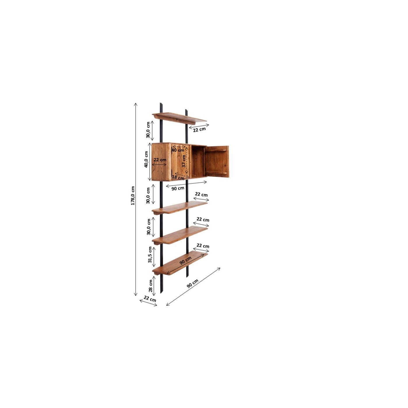 Полка настенная Brooklyn Nature Wall Shelf Vertical от KARE Design