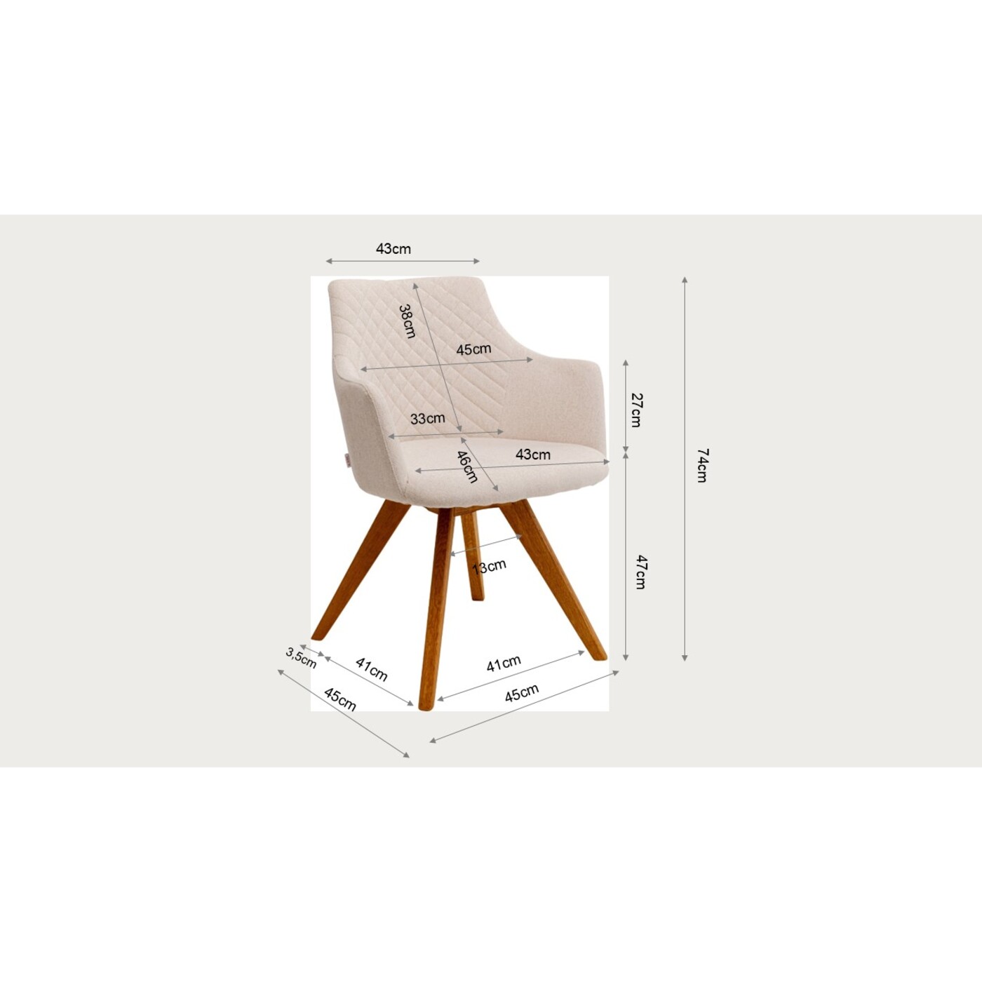 Стул вращающийся Coco Wood Cream от KARE Design