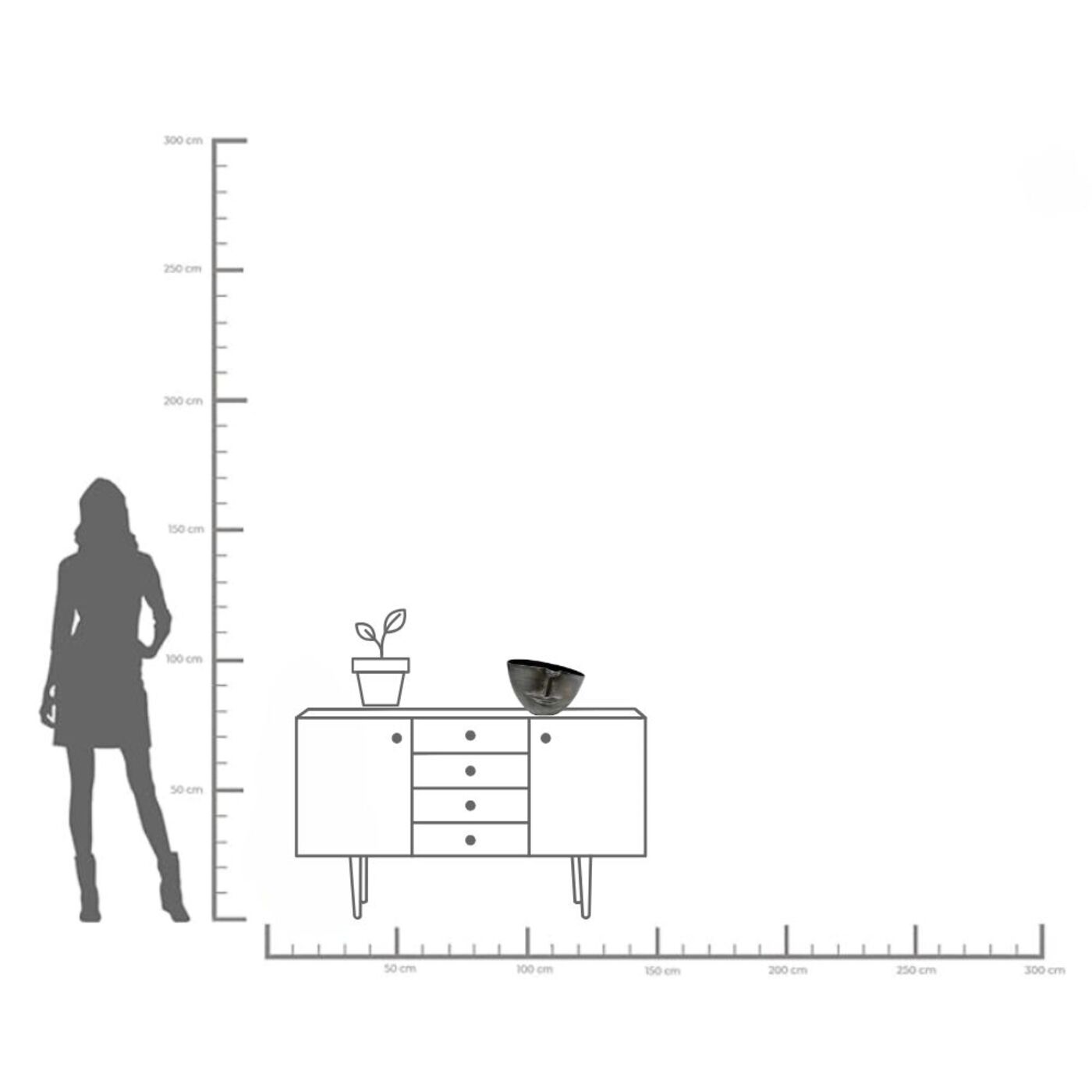Ваза Half Face «Пол-лица» 31 см, Антрацит от KARE Design