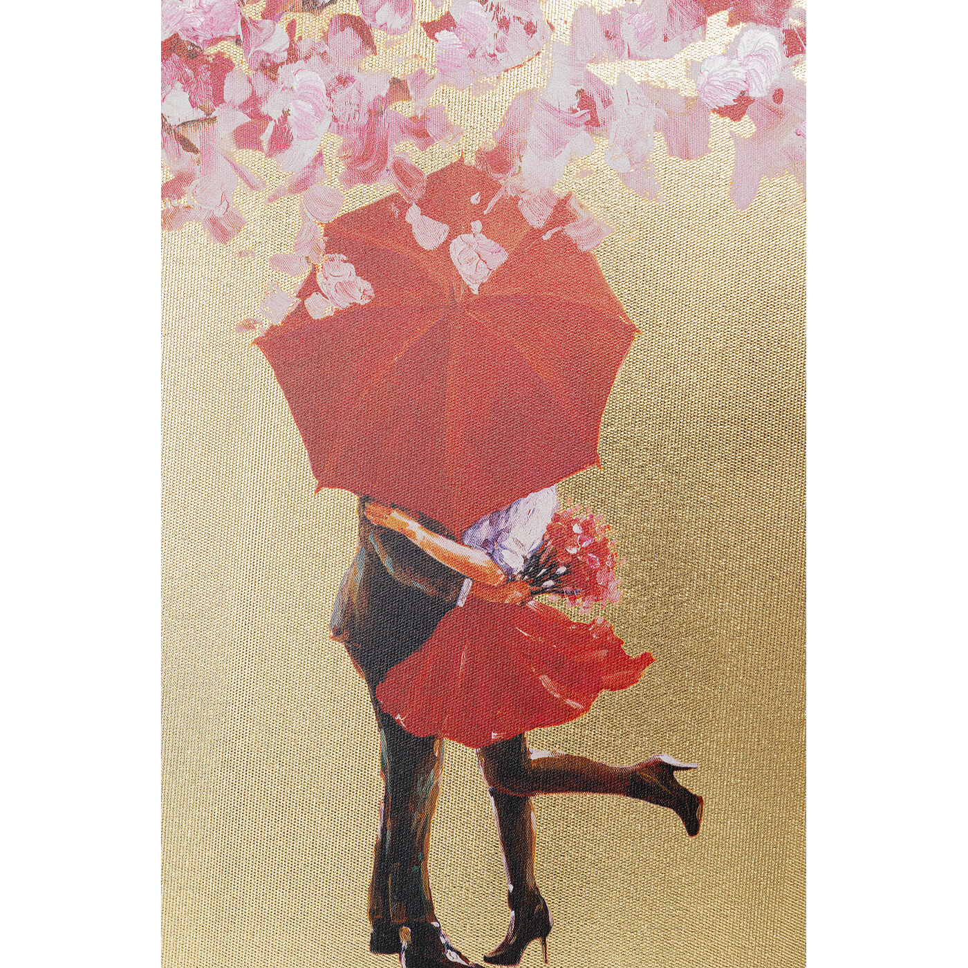 Картина Flower Couple Gold Pink «Пара в цветущих деревьях» 100x80 см, Розовый