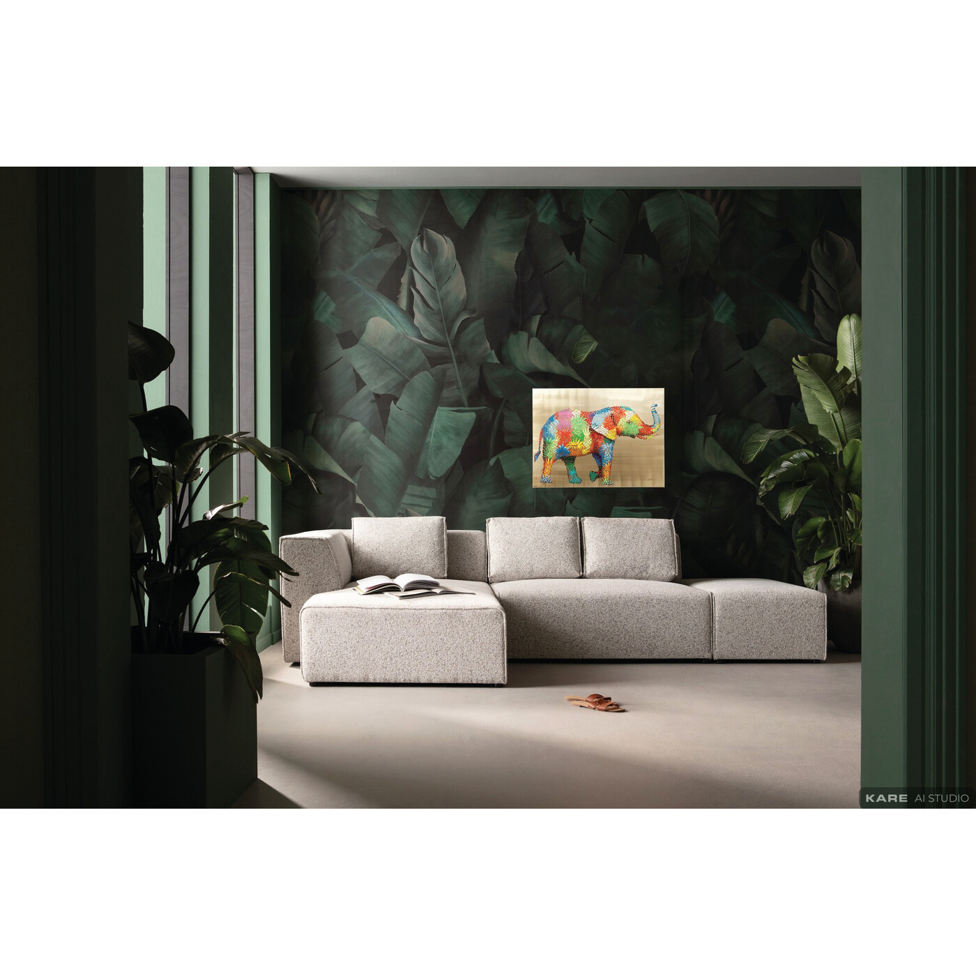 Картина на холсте Flower Elefant «Слон с цветами» 50x40 см от KARE Design