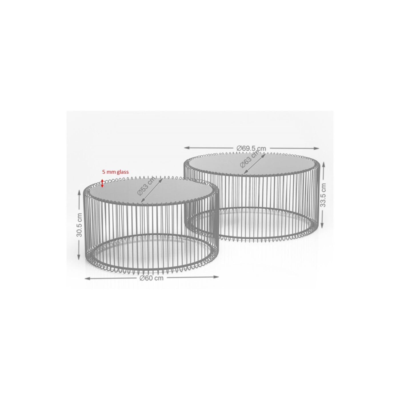 Стол кофейный Wire Silver (2 шт) от KARE Design