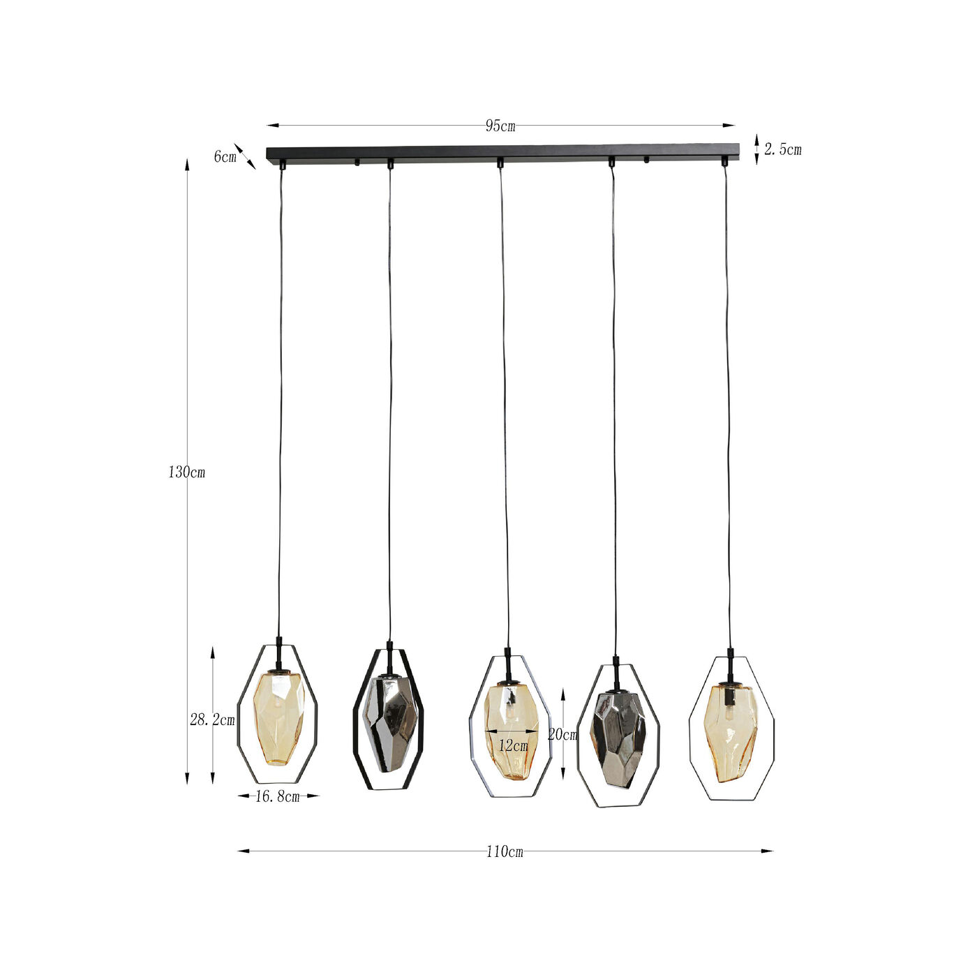 Светильник подвесной Diamond Fever Dining Black 110 см от KARE Design
